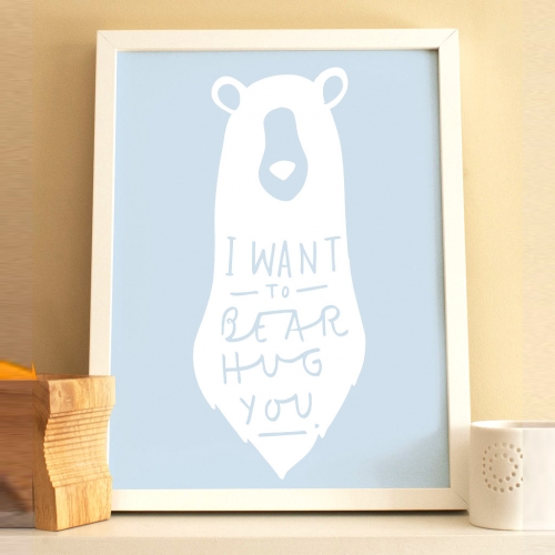 BEAR HUG 곰 A4(W/S)[수입정품 북유럽 모던 인테리어 포스터 아이액자 영국]